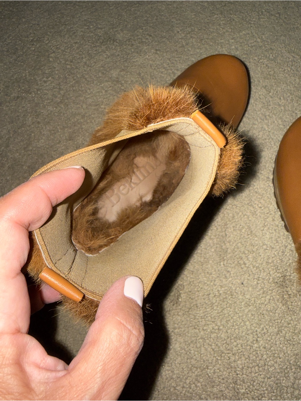 Fur-Trim Clog Ankle Bootie In Cognac — image 3 of 4